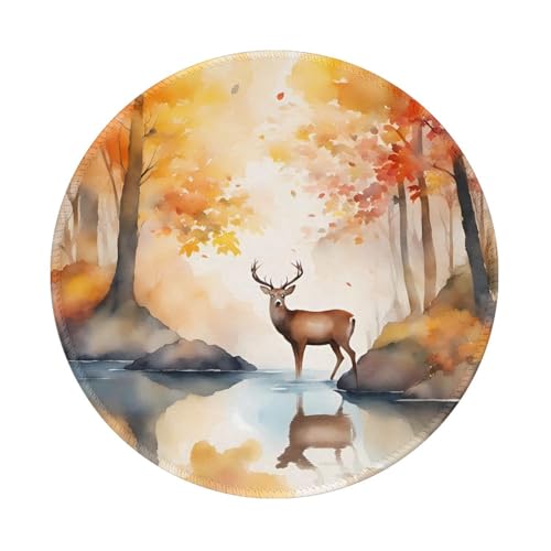Beautiful Deer - Alfombrilla de ratón redonda de 20,3 cm con parte trasera de goma para trabajo y juegos, perfecta para oficina, ordenador portátil