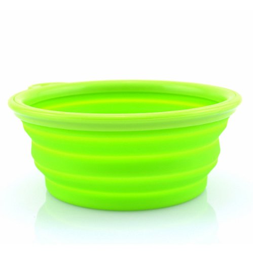 Huayang silicona mascota cachorro gato ampliable plegable plegable Viajes Tazón (Verde)