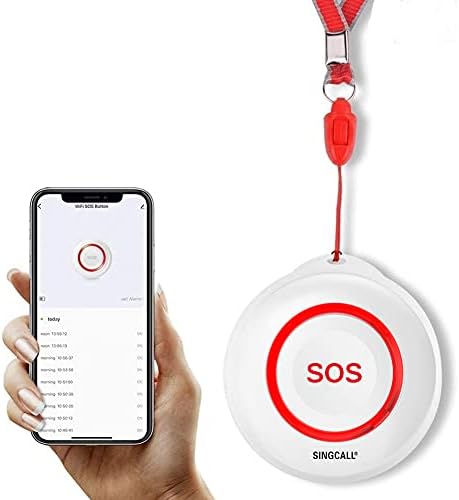 SINGCALL Tuya WiFi Smart SOS Emergency Button Alarm for Handicapped Caregiver Pager Wireless Nurse Alert System for Elderly Patient Alarm Transmitter Button (only Supports 2.4GHz Wi-Fi)