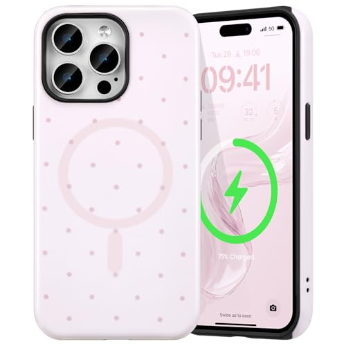Coque iPhone 16 Pro Max en TPU stable motif mignon pois roses compatible MagSafe