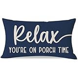 PANDICORN Decorative Throw Pillow Covers 12x20 Inch Relax Porch Time Blue Outdoor Rustic Farmhouse Decorations Lumbar Pillow Decorative Throw Pillows Cases Cushion Covers for Porch Couch Sofa Decor