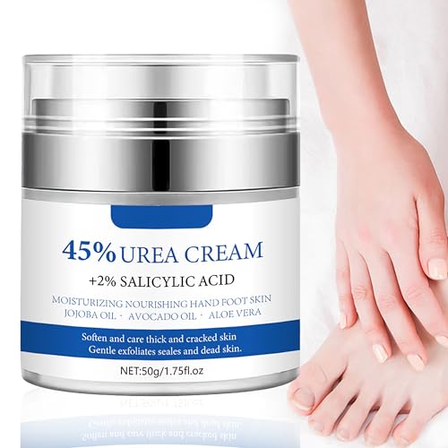 Urea Crema 45% con 2% de ácido salicílico manteca de karité crema para pies, loción curativa para pies para piel seca y agrietada y pies callos ásperos, hidratante para el cuidado de los pies de