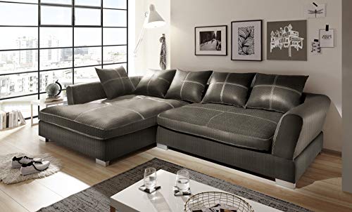 Reboz Big Sofa Ecksofa Webstoff Ausrichtungen (Braun, Links)
