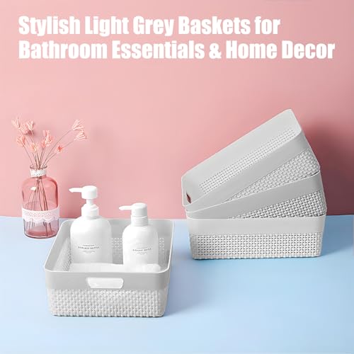 Paniers de rangement plastique gris compacts avec poignées intégrées - 5