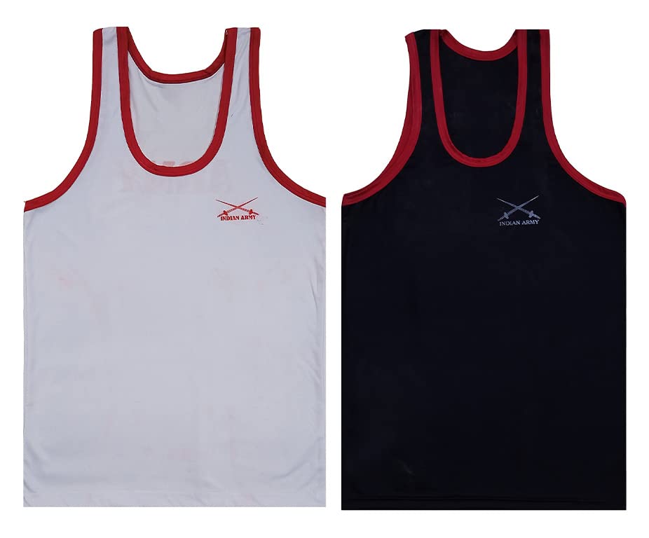 GenericMen White and Olive Army Printed Vests Combo