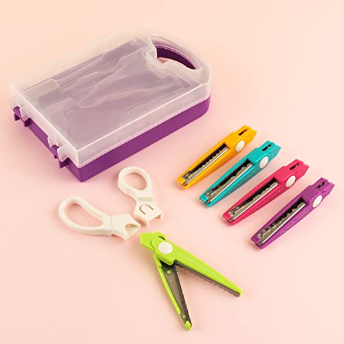 Decorative Paper Edge Scissors Set, 5 works Replaceable Scissor Edges with Portable Organizing Container - Image 3