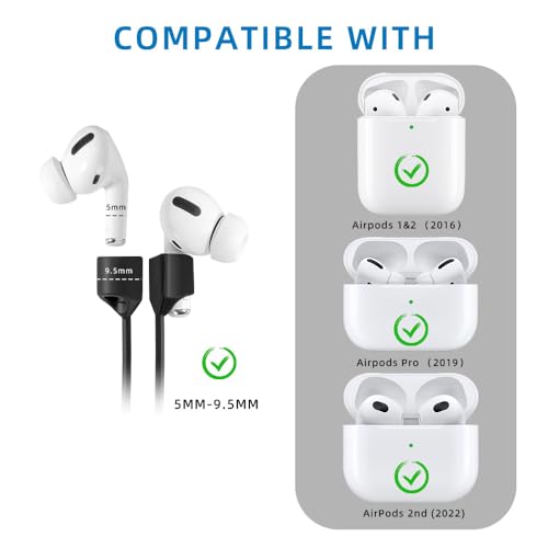 Image of Magnetic Anti-Lost Straps for AirPods,4 Pack Ultra Strong Magnetic AirPods Strap Anti-Lost Neck Rope Cord,Soft Silicone Sports Lanyard Compatible with AirPods 1&2 / Pro /2nd /3rd (2Black+2White)