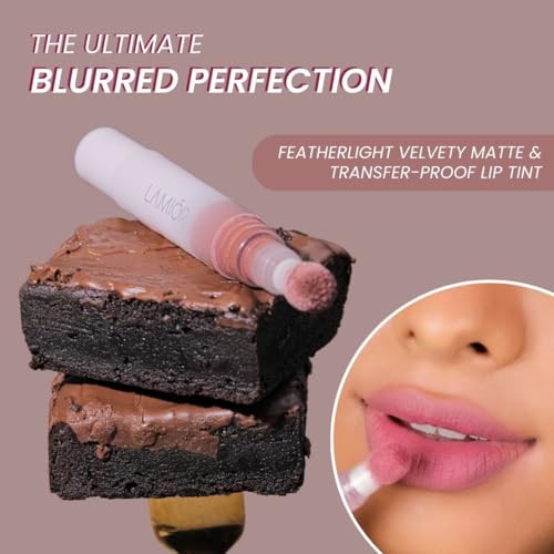 Image of LAMIOR Blurry Fudgy Matte Lip Tint Combo - Long Lasting, Transfer Proof & Hydrating Lip Tint, Enriched with Jojoba Oil, Almond, Mango & Coffee Extracts with Cushion Applicator (Bitter Sweet,Pack of 3)