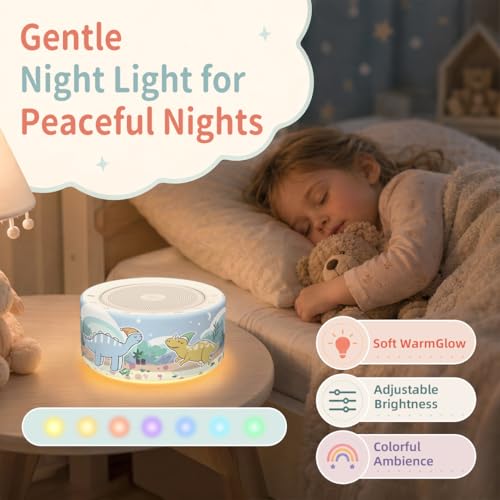 Image of Kipcush White Noise Machine for Baby & Adults, Sleep Sound Machine with 30 Soothing Sounds, 8-Color Night Light, Memory Function, White Noise for Sleeping, Nursery, Office, Travel, Relaxation