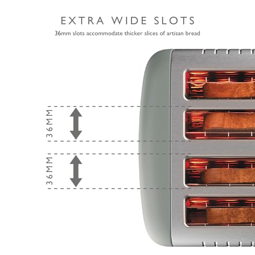 Dualit 4 Slice Lite Toaster | 2kW Toasts 120 Slices an Hour | Polished with Sage Trim | Bagel & Defrost Settings | 36 mm Wide Slots | 46220 - Image 4