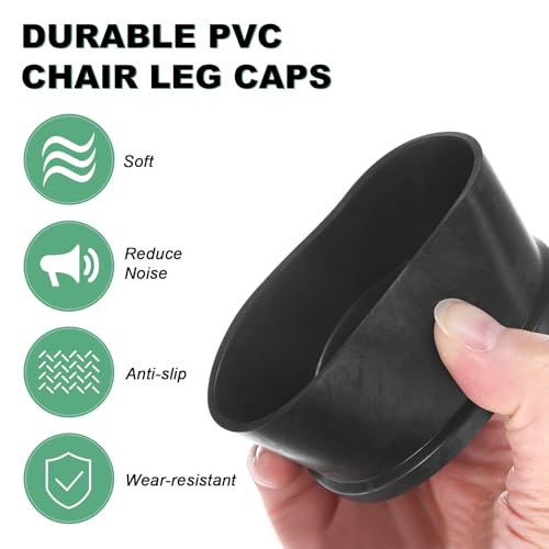 Image of M METERXITY 8-Pack Chair Leg Caps, 2-1 /2 Inch(63mm) PVC Chair Leg Floor Protectors for Folding Chairs /Metal Chairs /Furniture Table /Hardwood Floors, Round Non-Slip Cover End Tips [Black]