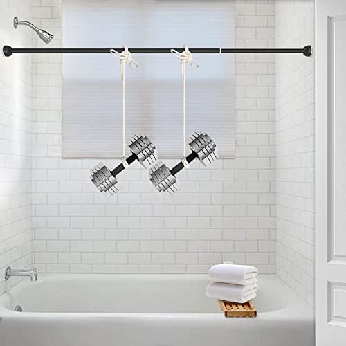 Teeck Shower Curtain Rod, 40-73 Inch Adjustable Tension Spring, Shower Curtain Rod Tension, Premium Stainless Steel, Anti-Slip, No Drilling, No Rust, For Bathroom,Black #TOP1