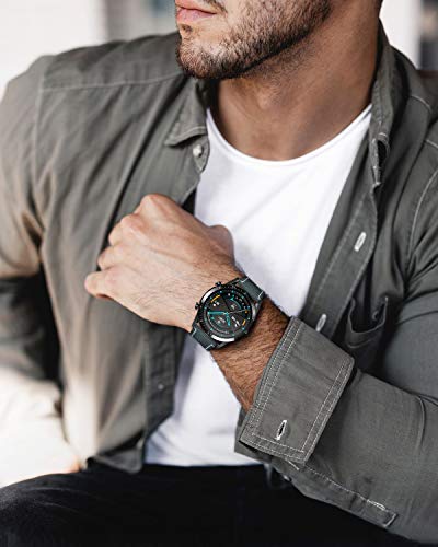BINLUN Bandas de Reloj compatibles con Huawei GT / GT2 42mm 46mm /compatibles con Huawei Watch 2 Classic/Sport Smartwatch Quick Release Correa de Cuero de Caballo Loco Reemplazo Pulsera