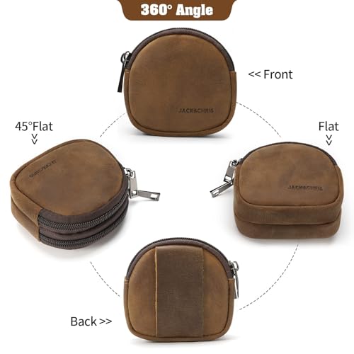 Jack&Chris Coin Purse for Men, Genuine Leather Mini Coin Wallet Zipper Pocket with Back Belt Loop, Coin Bag for Men and Women4