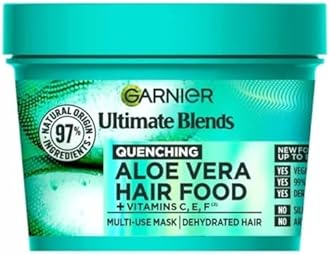 Garnier Fructis Aloe Vera+ Hair food - 100h Moisture Multi-UseMask, For Dry Hair & Scalp - Aloe Vera + Vitamins C, E, F - Cruelty Free International & Vegan - 400ml