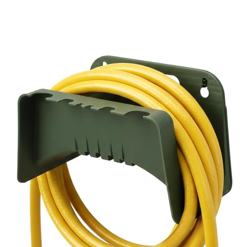 GEEZY Wall Mounted Garden Hose Holder - Green Plastic Outdoor Pipe Hanger - Weather Resistant Space Saving Storage Tidy Bracket for Hosepipe