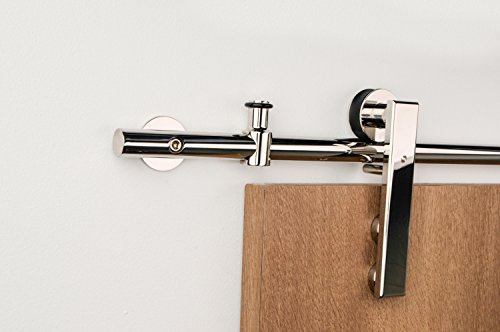 STRONGAR Contemporary Stainless Steel Sliding Barn Door Hardware for Wood Doors/Polished Chrome Finish - New Gallant WF Series (10 Feet Rail Length)
