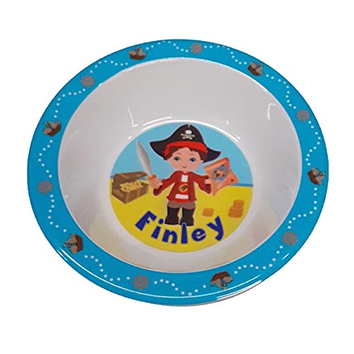 Childrens' Melamine Bowl - Pirate Design - 47 Boys' Names Available (Finley)