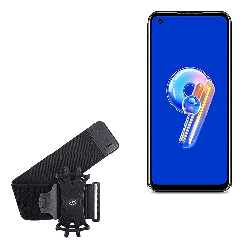 BoxWave Holster Compatible with ASUS Zenfone 9 - ActiveStretch Sport Armband, Adjustable Armband for Workout and Running - Jet Black