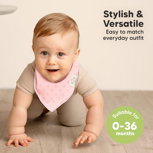 Image of KeaBabies 8pk Organic Baby Bandana Bibs for Drooling and Teething (Blush)
