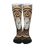 FekiLoot Rusty Steampunk Clock Compression Socks Cozy Soft Support Socks Fashion Breathable Knee High Tube Socks for Adult