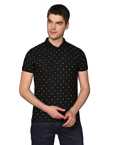 Image of INKKR Men's Printed Polo Neck Half Sleeve Multicolor T-Shirt