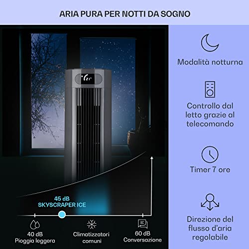 Klarstein Condizionatore Portatile Senza Tubo 45W, 5In1, Umidificatore, Climatizzatore Portatile Silenzioso Con Night Mode, Ventilatore Aria Fredda, Raffrescatore D’Aria 132M³/H, Serbatoio Da 7L - 4