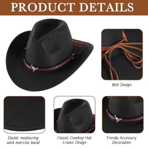 Image of Toulite 9 Pcs Western Cowboy Hats Faux Felt with Strap Bulk