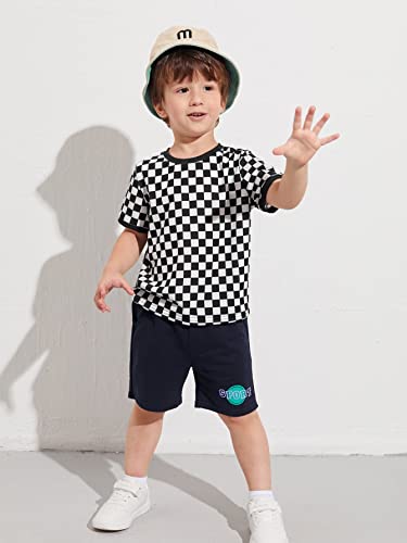 WDIRARA Toddler Boy's Plaid Short Sleeve Round Neck T Shirt Checkered Tops4