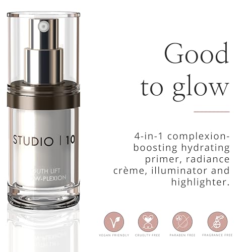 Studio 10 Skin Lift Glow-Plexion - Liquid Glow Primer, Illuminator and Highlighter - Hydrates, Firms & Lifts Mature Skin for a Youthful Radiant Glow - Versatile Face Makeup - Illuminating Primer - Image 3