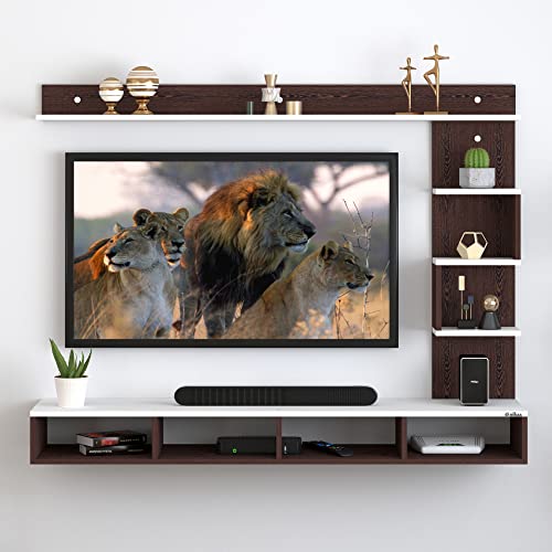 Image of Anikaa Cindy Engineered Wood Wall Mount TV Unit /TV Stand /TV Cabinet /TV Entertainment Unit /Set Top Box Stand (Wenge White) (Ideal for 43 Inch)(D.I.Y)