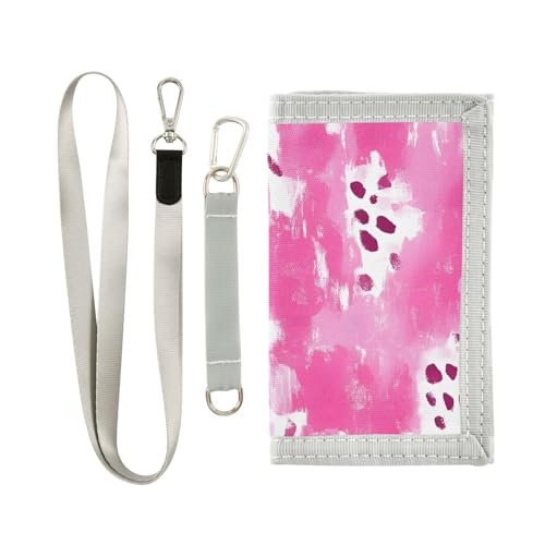 zyrtty Kids Wallets for Boys Girls Ages 4-18 Trifold, Leopard Print Pink White Wallet with Zippered Coin Pocket and Card Holders, Novelty Wallet for Childrens Birthday Gifts