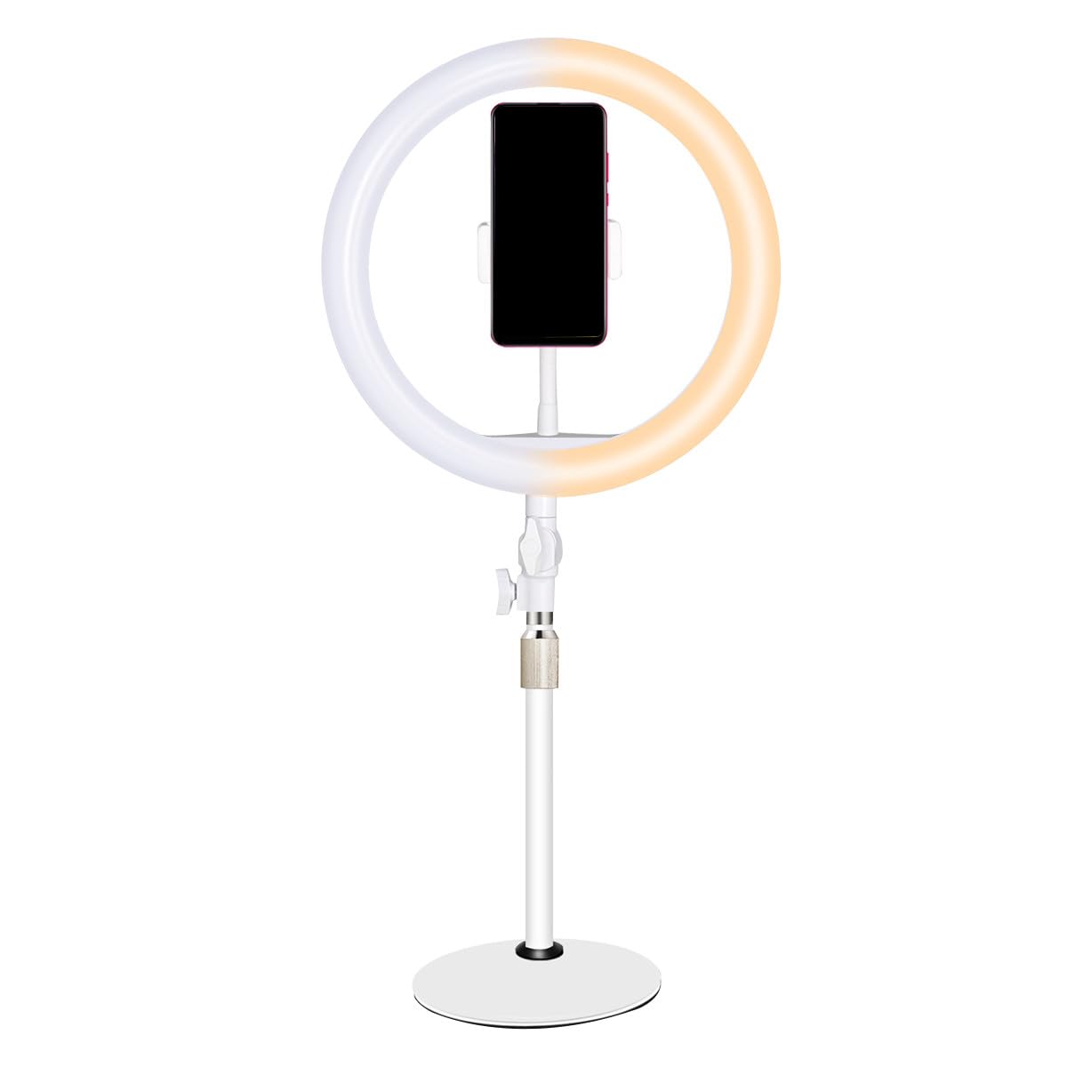 WOONEKY Lampada Selfie LED 10 Pollici Dimmerabile Supporto e Cavo USB per Trucco e Video, Struttura in Ferro e Plastica, Angolo Regolabile per Live Streaming