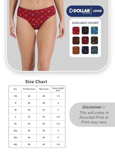 Image of Dollar Lehar Super Combed Cotton Women's Printed Hipster Panty - Actual Print May Vary