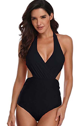 heekpek Mujer Halter Traje de Baño de Una Pieza V-Cuello Top Bikini Push Up Monokinis Sexy Swimwear Tankinis Talla Grande Ropa de Baño Bikinis