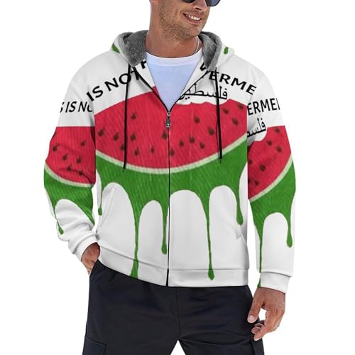 Sweat à capuche zippé pour homme motif drapeau pastèque Palestine