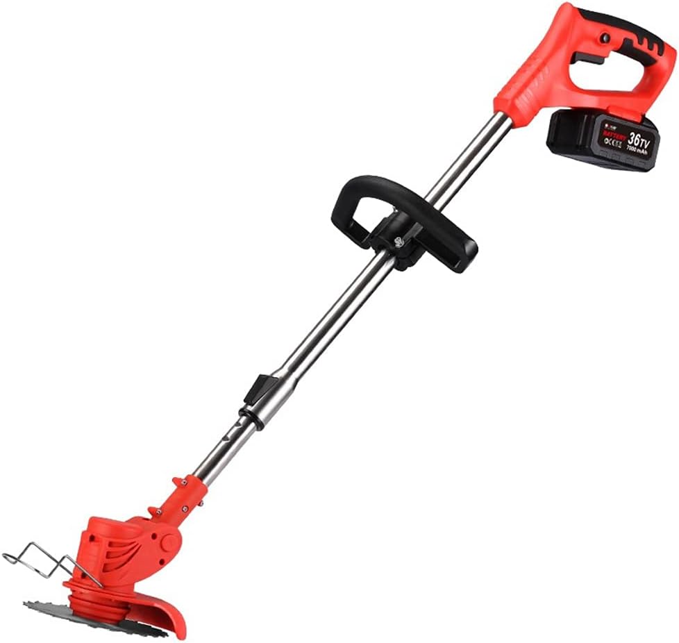 Lawn Mowers Household Lawn Mower New Metal Material ELD Lawn Mower Small Electric Lawn Mower Lightweight and Convenient Household Lawn Mower (Red Battery*2)
