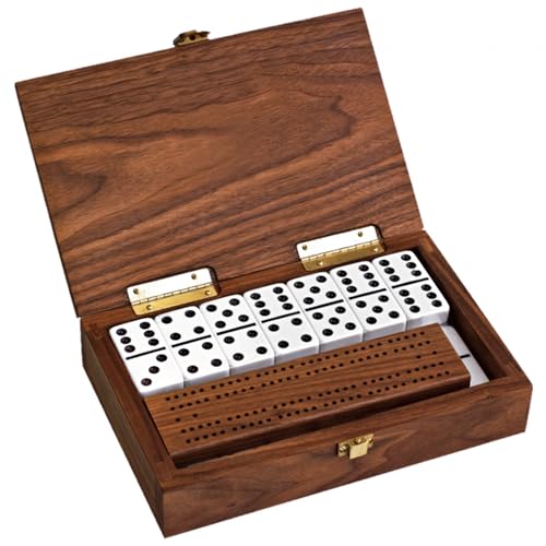 Set profesional de dominó Club 52 con estuche de nogal miniatura 3