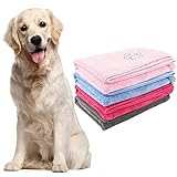 Winthome Hundehandtuch Extra Saugfähig - Schnell Trocknend, Mit Taschen, Mikrofaser Weich, Hundebademantel für Große, Mittelgroße, Kleine Hunde/Katze (77x97cm, Blau)