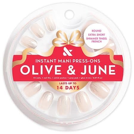 Extra Short Round Shimmer Tinsel French Press-On Nail Tips by Olive & June
