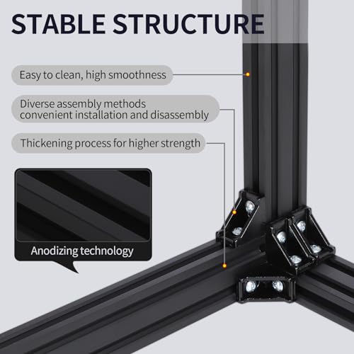Ctopogo JIAOMA-2028 24 Set Black 2020 Series Aluminum Extrusion Profile Connector Set,Includes 24Pcs 2028 Corner Brackets thumb #2
