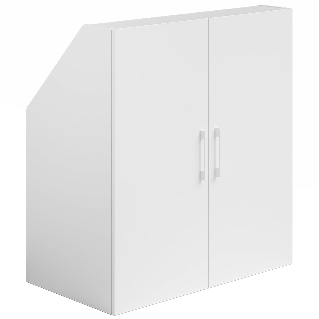 Bellamio Aland Dachschrägenregal in Weiß – 2 Türen, 3 Fächer, 100x90x52 cm