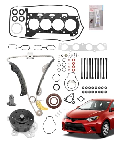 Image of Head Gasket Set 1.8 L, Timing Chain Kit, Fit for 09-16 Toyota Corolla | Compatible with 08-14 Toyota Scion xD, 09-14 Toyota Matrix, w / Water Pump, MLS Engine Gasket, Cylinder Head, HS26515PT