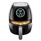 Chefman 6.5 Liter 6.5-Quart Oven with Space Saving Flat Basket, Oil Airfryer W/ 60 Min Timer & Auto Shut Off, Dishwasher-Safe Parts, BPA-Free, Family Size, X-Large, Black, Digital Air Fryer