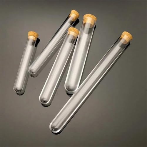 Tubes à essai en plastique 12-25mm avec bouchon en liège naturel pour échantillons