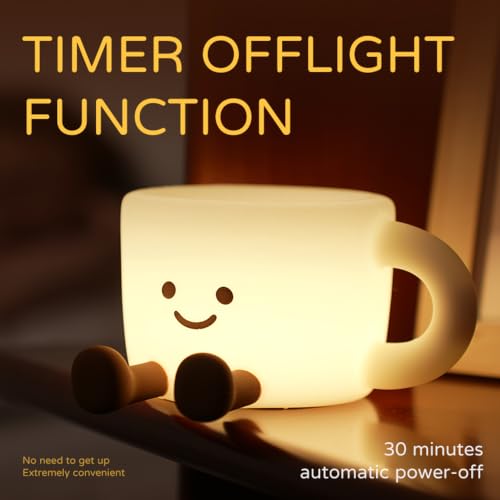 Image of Led Coffee Cup Night Light, Dimmable Timer Nursery Kawaii Lamps, Super Squishy Silicone USB Rechargeable Touch Control Night Lamp, Used for Camping Party Room Decor (Coffee Cup)