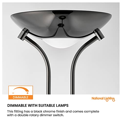 National Lighting Mother and Child Uplighter Floor Lamp with Reading Light - Black Chrome Finish Floor Lamps for Living Room R7s/G9 Bulbs (Not Included) - Image 5