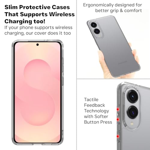 Image of RIGGEAR Shockproof Clear Hybrid Armor Back Cover Case for Samsung Galaxy S25 Edge (Transparent PC with TPU Bumper)