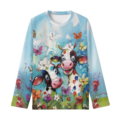 Image of Long Sleeve Shirts for Girls Winter Tops 3-16t Cartoon T Shirts for Fall Clothes