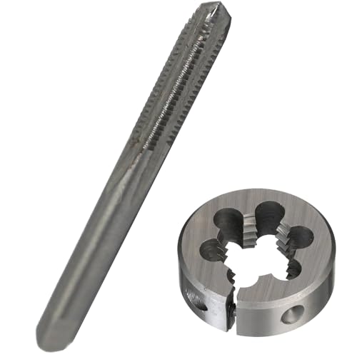 Image of Drill America m5 X .8 Tap and Die Kit, HSS Plug Tap and 1 inch OD HSS Round Die, POUT Series
